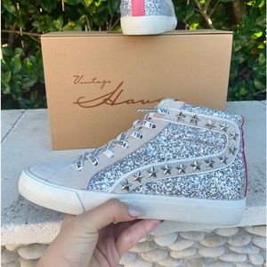 Pink sparkly vintage Havana high top sneakers
